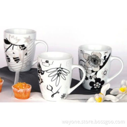 Ceramic Mugs, Leaves Design, Available in Black and White